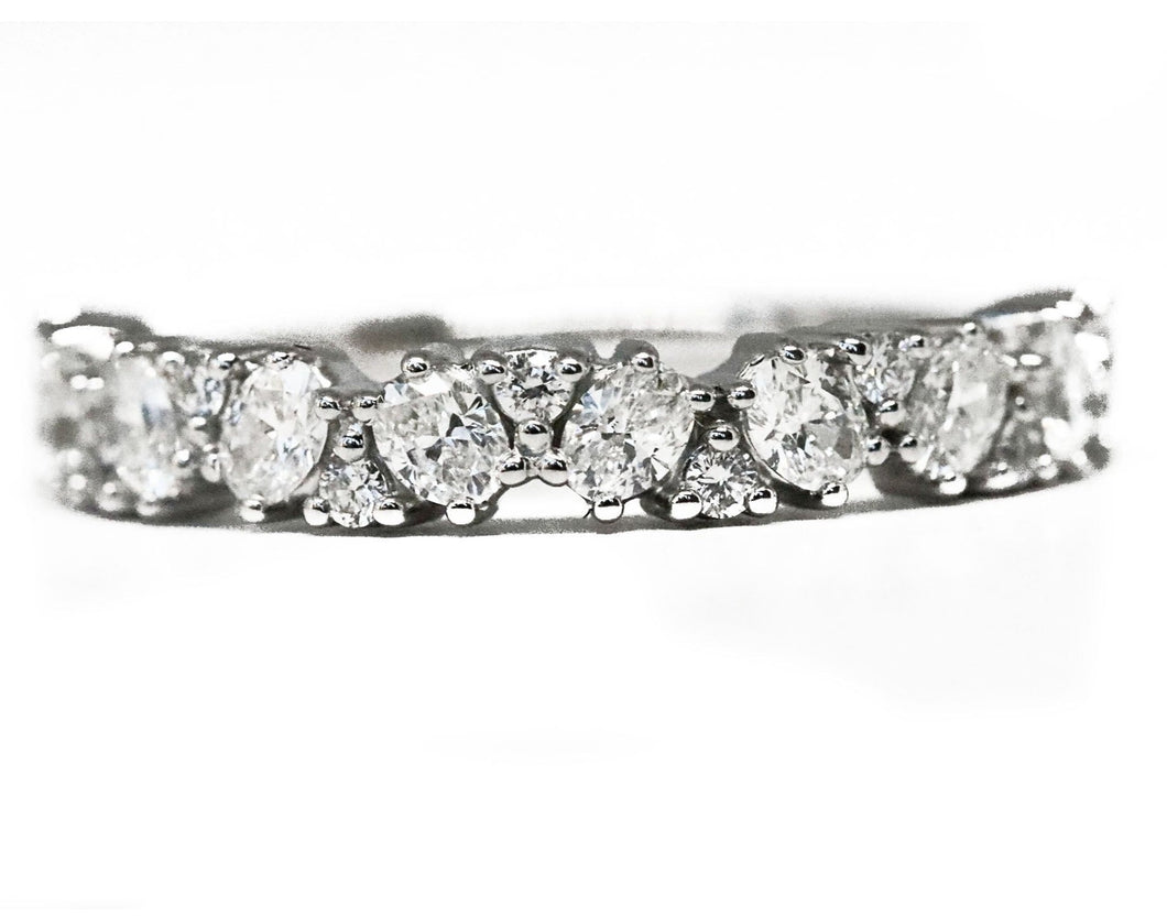 Mixed Cut Stackable Wedding Band with Oval and Round Cut Diamonds