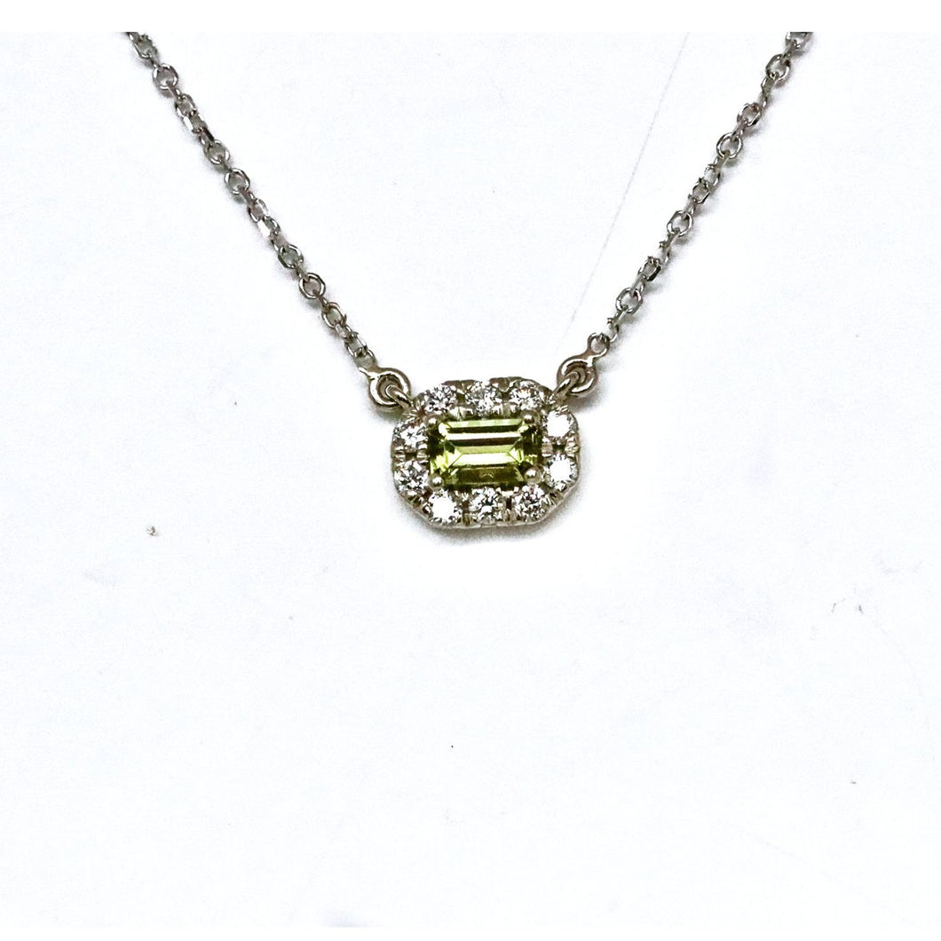 Peridot Diamond Halo necklace