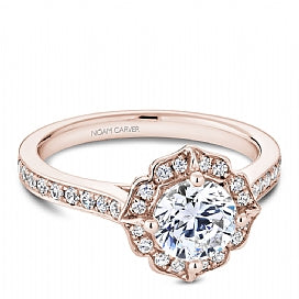 rose gold antique halo round diamond engagement ring