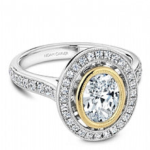 two tone oval cut halo diamond vintage engagement ring