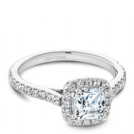 Shared Prong Halo Engagement Ring R050-05WM