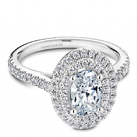 Oval cut diamond halo engagement ring