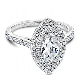 Double halo marquise engagement ring