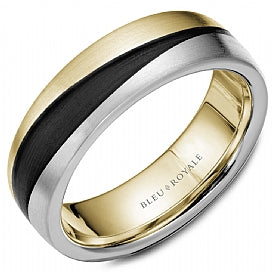 7mm 2 tone mens band with black carbon