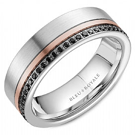 Men's Two-Tone Wedding Band  With Black Diamonds RYL-070RWBD7