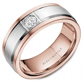 Bleu Royale Two-Tone Men's Diamond Wedding Band RYL-084WRD8
