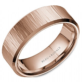 Textured Rose Gold Mens Band