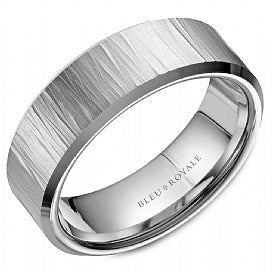 Textured Mens white gold band