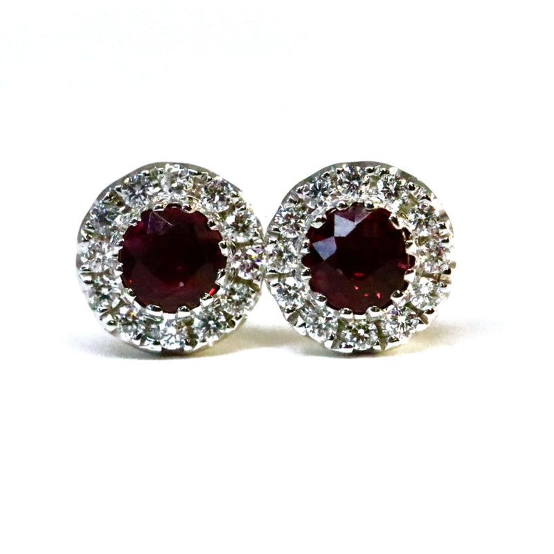 Ruby & Diamond Drop Earrings 14K