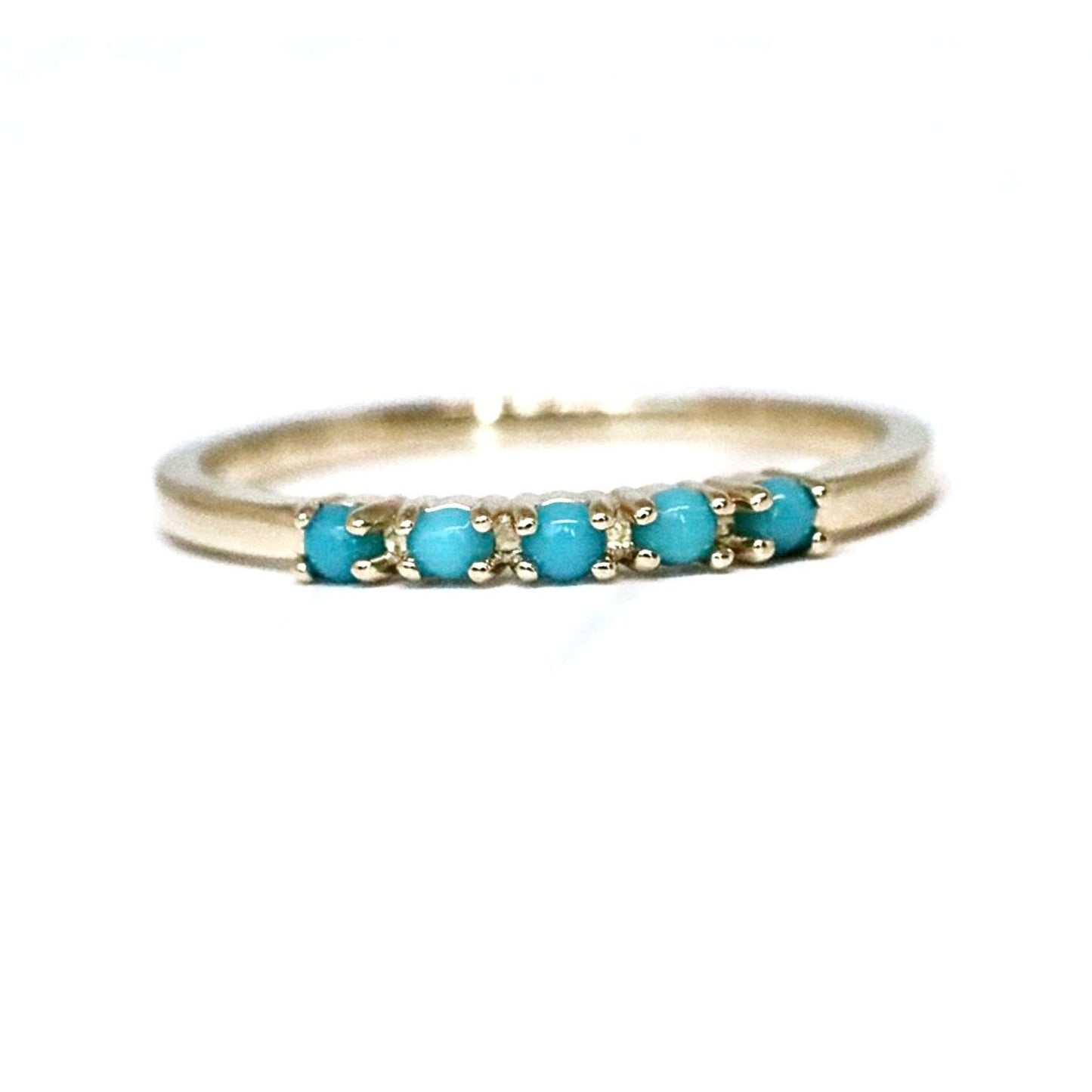 Dainty Turquoise Stackable Ring in Solid 14kt Gold