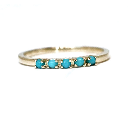 Dainty Turquoise Stackable Ring in Solid 14kt Gold