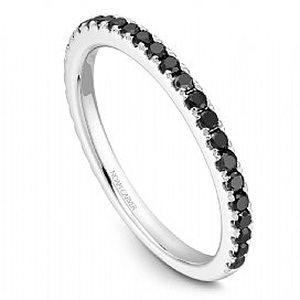 Stackable Shared Prong Black Diamond Straight Band STA2-1W