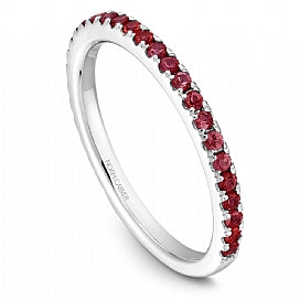 Stackable Shared Prong Ruby Straight Band STA2-1W