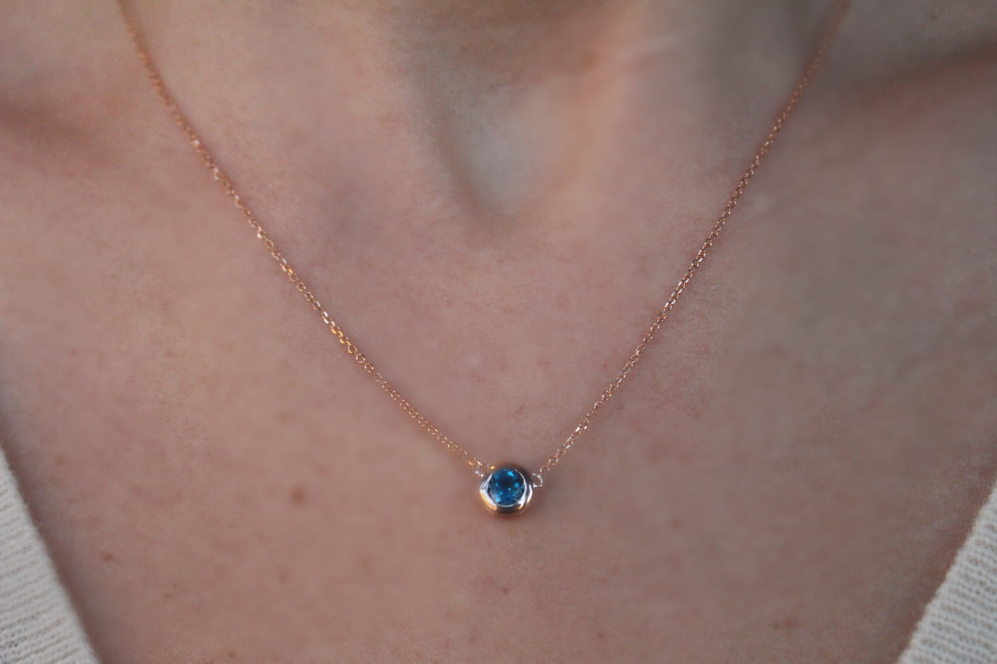 London Blue Topaz Bezel Set Pendant in 14kt