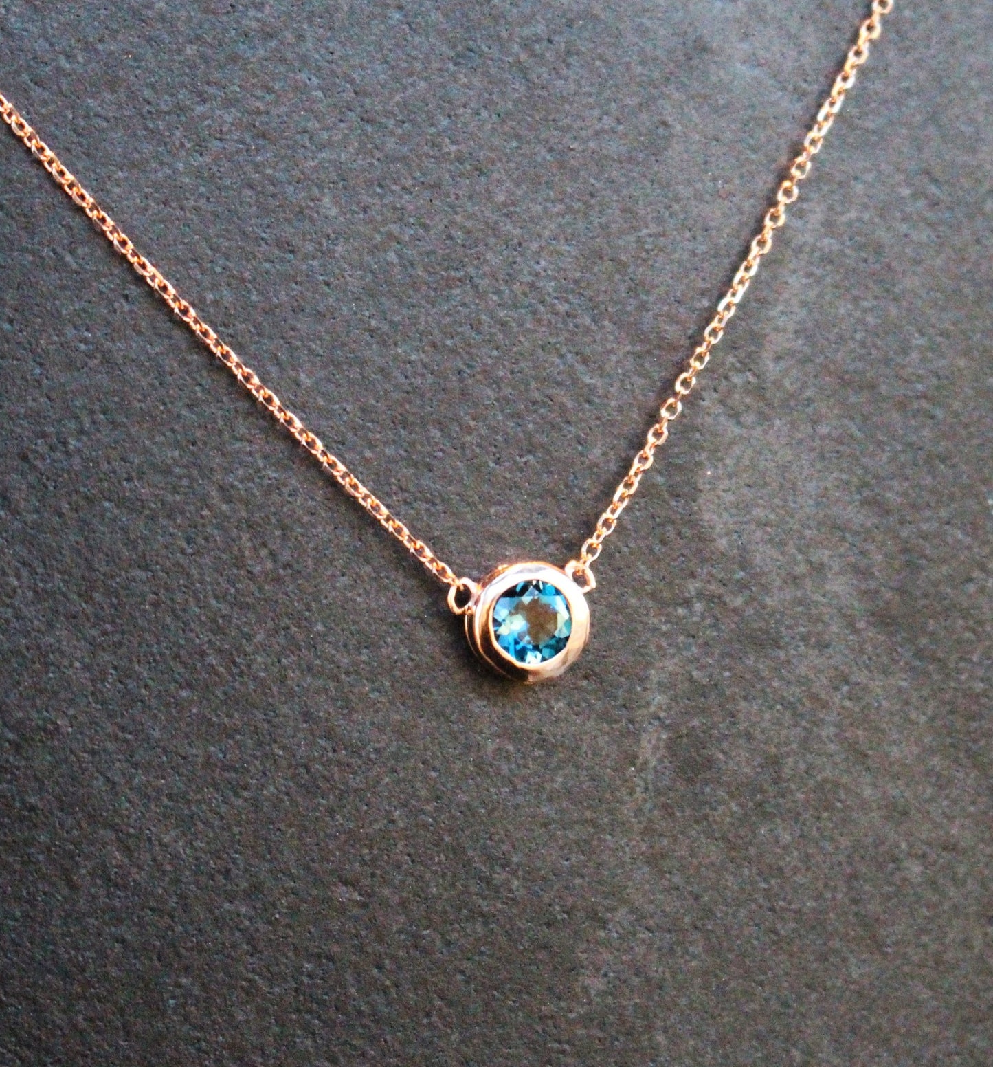 London Blue Topaz Bezel Set Pendant in 14kt