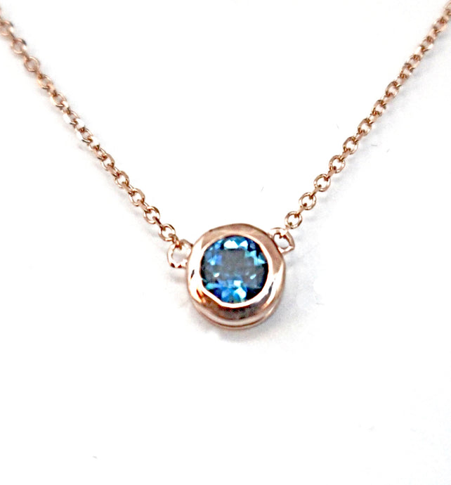 London Blue Topaz Bezel Set Pendant in 14kt