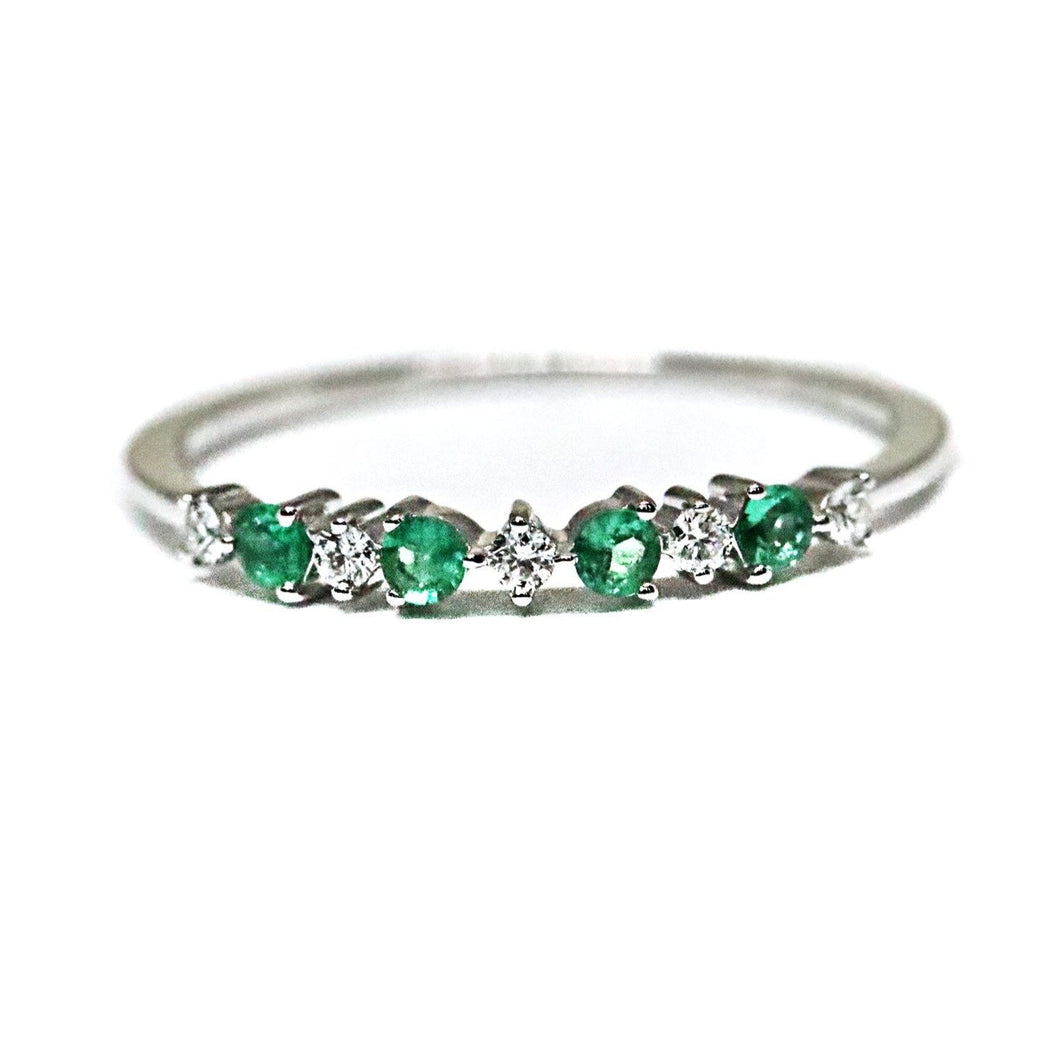 Dainty Emerald and Diamond Stackable