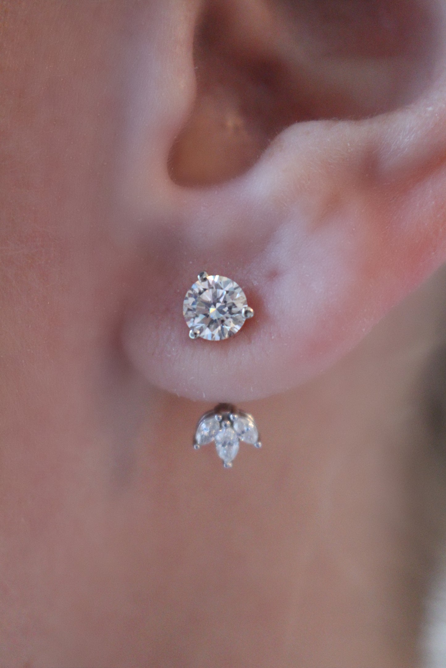 14kt White Gold Cluster Diamond Front Back Earring Jackets