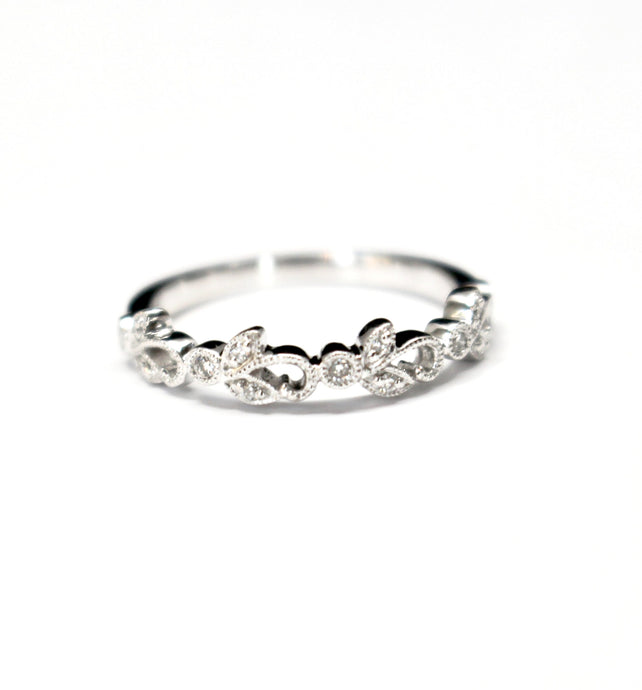 Vintage Inspired Diamond and Vine Shaped Stackable