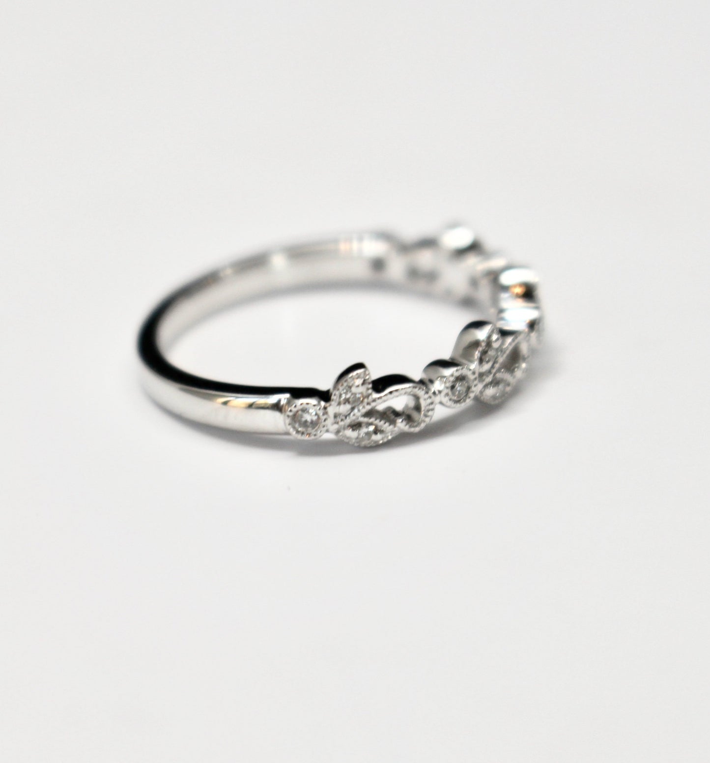 Vintage Inspired Diamond and Vine Shaped Stackable