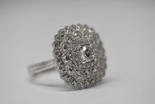 Art Deco Inspired Diamond Cluster ring Shaped as a VERY LARGE CUSHION