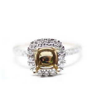 Cushion Shaped Halo Diamond Engagement Ring