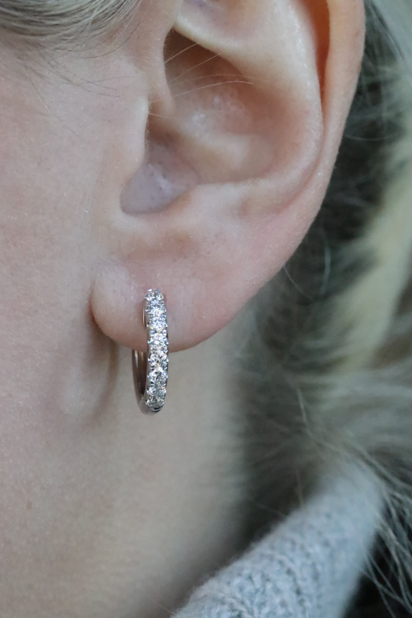 Shared Prong Diamond Hoops