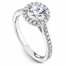 Shared Prong Halo Engagement Ring R050-01WM