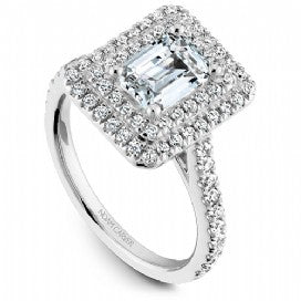 Shared Prong Halo Engagement Ring R051-04WM