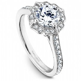 Shared Prong Halo Engagement Ring R031-01WM