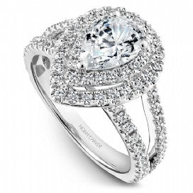 Shared Prong Pear Cut Halo Engagement Ring B211-01WM