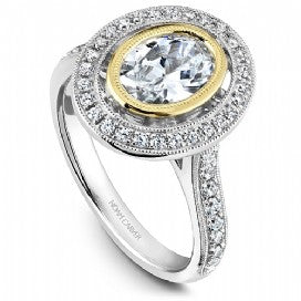 Shared Prong Halo Engagement Ring R040-01WYM
