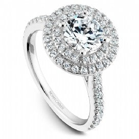 Shared Prong Halo Engagement Ring R051-01WM