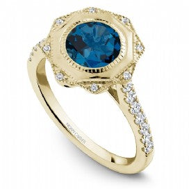 Yellow Gold and Blue Topaz Art Deco Ring