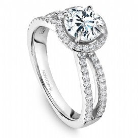 Shared Prong Halo Engagement Ring B235-02WM