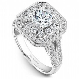 Shared Prong Halo Engagement Ring B158-01WM