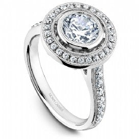 Shared Prong Halo Engagement Ring R040-02WM