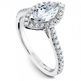 Shared Prong Halo Engagement Ring R050-07WM