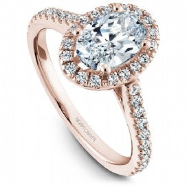 rose gold oval diamond halo engagement ring