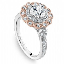 Shared Prong Halo Engagement Ring B289-01WRM
