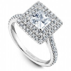 Shared Prong Halo Engagement Ring R051-06WM