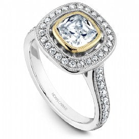 Shared Prong Halo Engagement Ring R040-03WYM