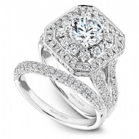 Shared Prong Halo Engagement Ring B158-01WM
