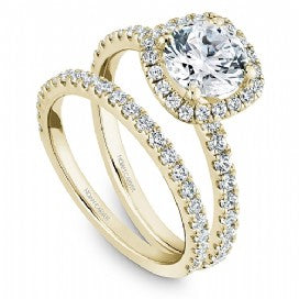 Yellow Gold Double Halo Wedding Set