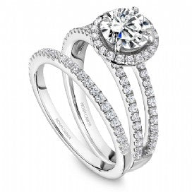 Shared Prong Halo Engagement Ring B237-01WM
