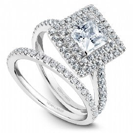 Shared Prong Halo Engagement Ring R051-06WM