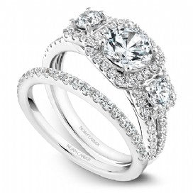 Shared Prong Halo Engagement Ring B210-01WM