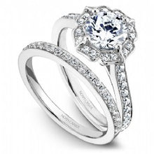white gold antique styled halo engagement ring for round center diamond