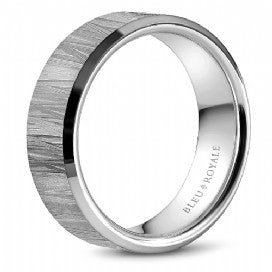 Textured Mens White Gold Band