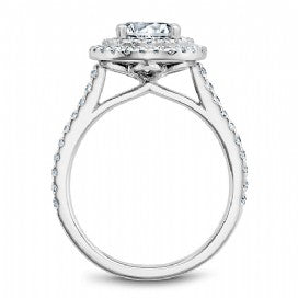 Shared Prong Halo Engagement Ring R051-01WM